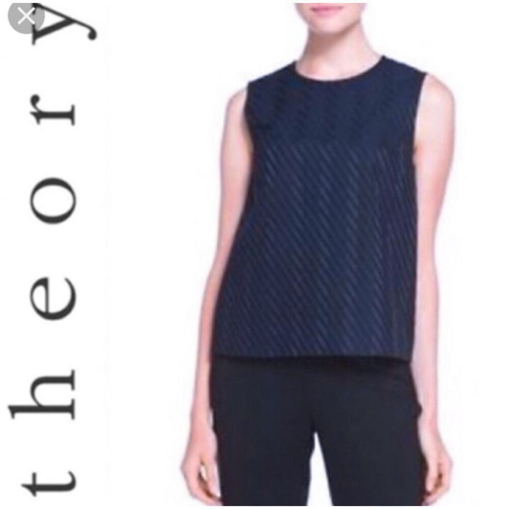 Theory navy black striped shell size medium - Picture 1 of 7